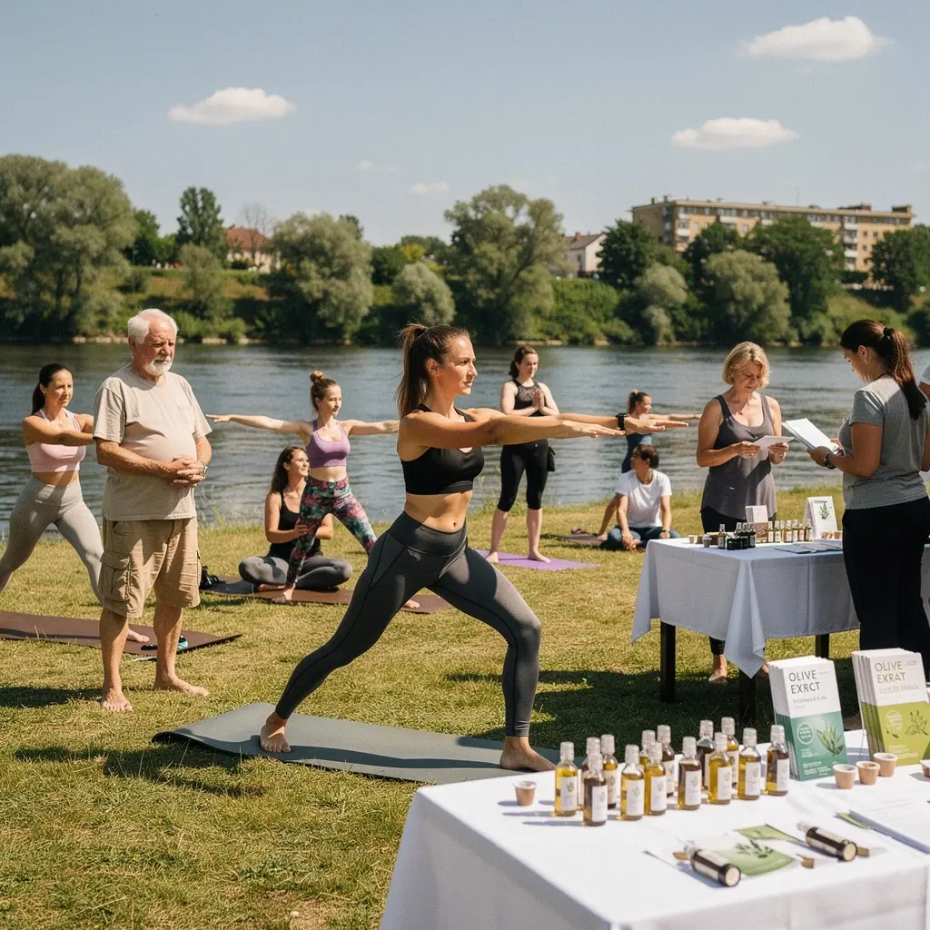 Žalios alyvuogės, augančios ant medžio šakų, atspindinčios natūralią sveikatos naudą.
