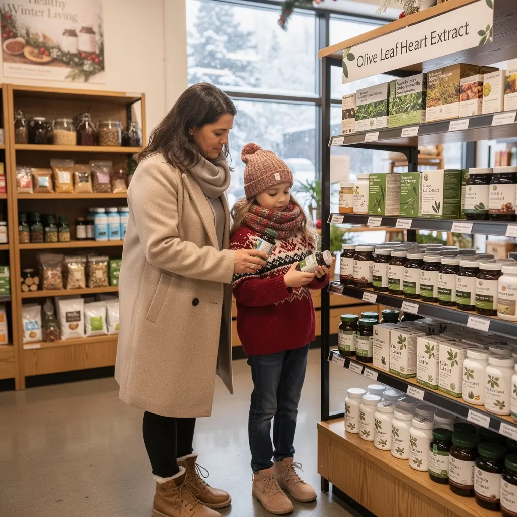 Žalios alyvuogės ir lapai, simbolizuojantys sveiką gyvenimo būdą ir natūralų kraujospūdžio reguliavimą.